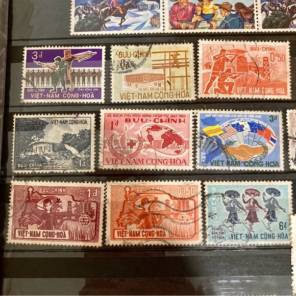 Vintage Stamp Collection Page Ephemera Vietnam, Charity Stamps - Picture 5 of 11